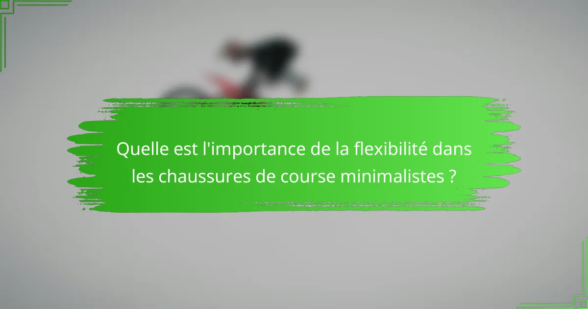 Quelle est l'importance de la flexibilité dans les chaussures de course minimalistes ?