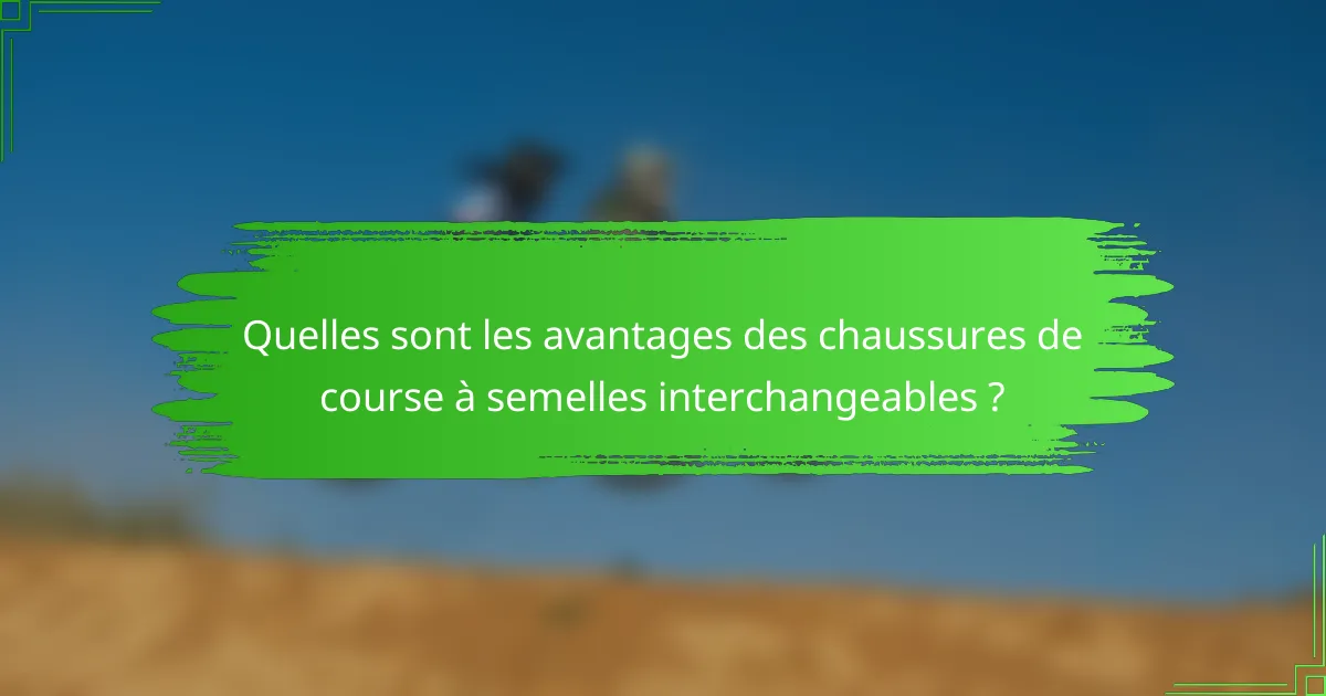 Quelles sont les avantages des chaussures de course à semelles interchangeables ?