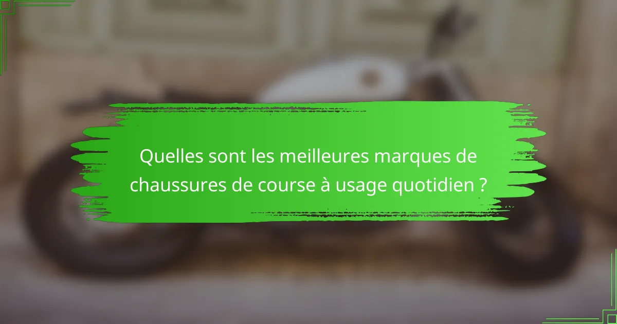 Quelles sont les meilleures marques de chaussures de course à usage quotidien ?