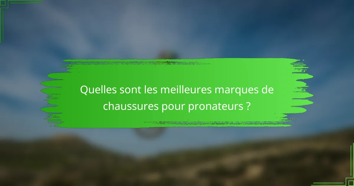 Quelles sont les meilleures marques de chaussures pour pronateurs ?