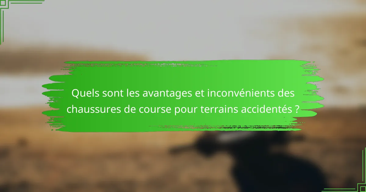 Quels sont les avantages et inconvénients des chaussures de course pour terrains accidentés ?