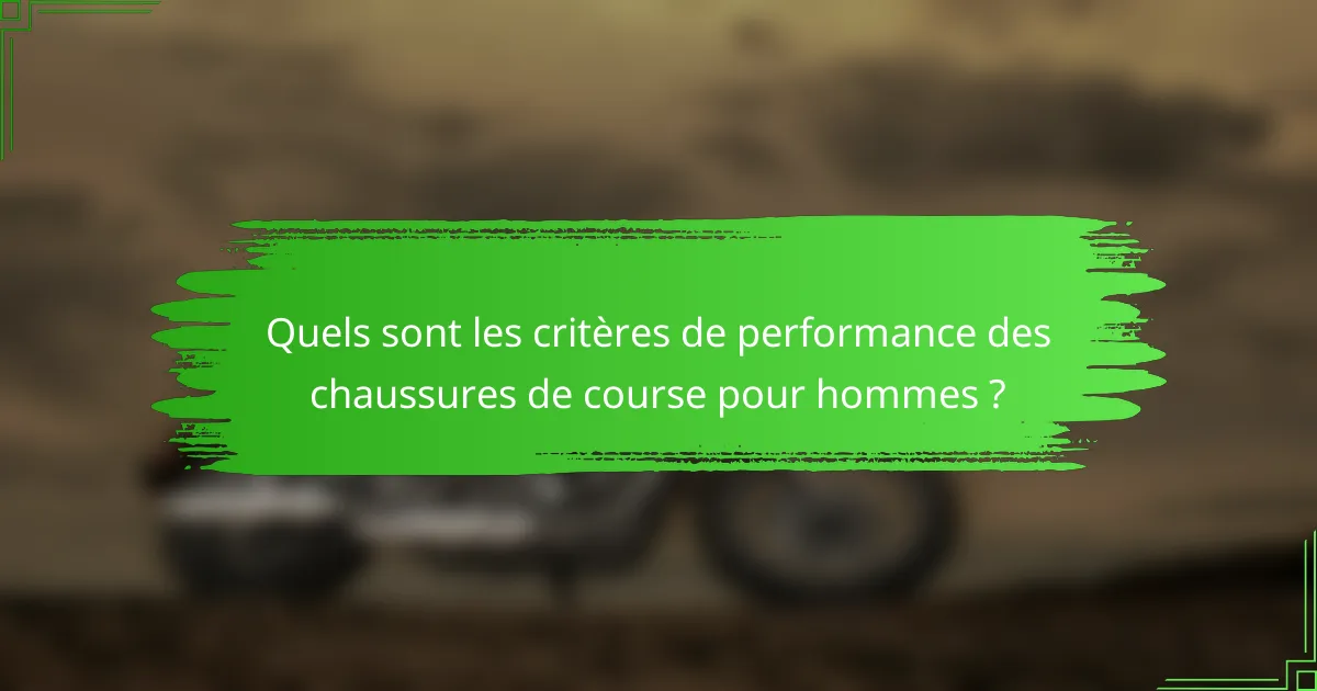 Quels sont les critères de performance des chaussures de course pour hommes ?